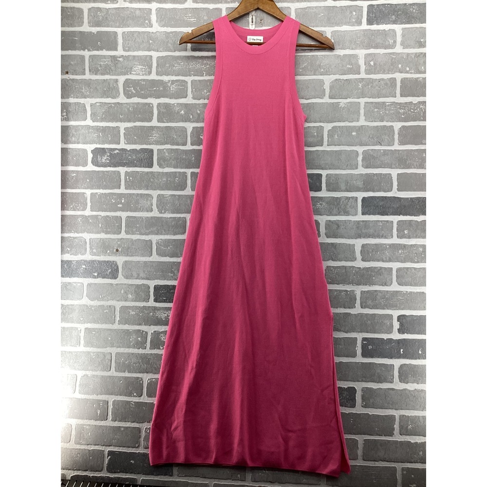 The Drop Pink Sleeveless Ribbed Knit Racerback Maxi Dress Womens Small New